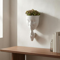 Decorative Face Wall Planter Open Top Wall Hanging Pot Compact Face Planter Boho Style for Small Plant Display