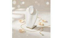Beige PU Leather Necklace Display Gold Trim PU Leather Bust Display Padded Look Bust Necklace Stand Upright