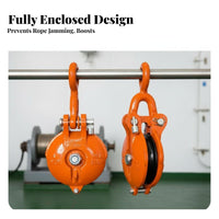 Rotating Hook Pulley Single Sheave Robust Metal Pulley Sturdy-duty Construction 360-degree Rotating Hook Prevents Rope Tangling Suitable for Rigging Vehicle Recovery Commercial Lifting Nautical Projects