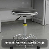 Anti Lab Stool Certified Gas Lift Adjustable Height Rolling Stool Thick Cushi Single D Seat Swivel Chair for Factory Workers