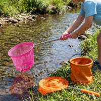 Extendable Fishing Net for Kids, Butterfly and Insect Catching Net with Foldable Bucket, Outdoor Play Toy