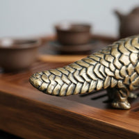 Compact Size Brass Pangolin Figurine Lost-Mold Casting Solid Brass Pangolin Ornament Collectible Creature Figure for Desktop