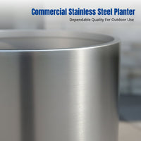 Outdoor Stainless Steel Planter Box, Round Flower Pot, Movable Iron Container for Plaza, Garden, Courtyard