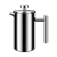 Double-Wall 304 Stainless Steel French Press, Large Capacity Milk Frother and Tea Infuser
