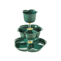 Ribbed Hotpot Organizer Plastic Three-Tier Serving Tray Sturdy Rotating Storage Tray Sturdy for Hosts, Dining Room