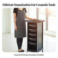 5-Drawer Salon Station with Casters 5-Drawer Hair-Care Specialist Station Multi-Function Cosmetic Rolling Station for Beauticians, Nail Technicians