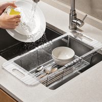 Rectangular Pasta Strainer, Retractable Kitchen Colander 36-46.5cm, Over The Sink Drain Basket for Draining Pasta, Fruits, Vegetables
