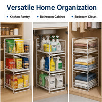 Metal Under Sink Organiser, Japanese Bathroom Storage, Pull Out Under Sink Storage for Cleaning Supplies, Toiletries