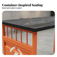 Retro Look Shipping Container-Design Booth and Table Padded Cushions Restaurant Seating Wear-Resistant Commercial Furniture for Bar Owners, Pub, Cafe, Diner
