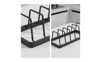 Metal Plate Rack with Dividers Rectangular Plate Rack with Slots Slimline Cabinet Dish Organizer Compact for Countertop, Pantry