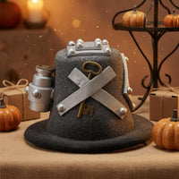 Industrial Steampunk Mini Hat Silver-Toned Miniature Top Hat Textured Costume Accessory