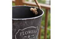 Wall-Hanging Flower Pot Tapered Vessel Shape Rustic Iron Flower Pot