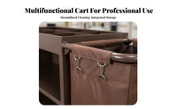 Hotel Janitorial Cart Multi-Functional Commercial Housekeeping Cart Detachable Bags 3 Shelf Linen Trolley for Janitors, Hotels, Guest Rooms