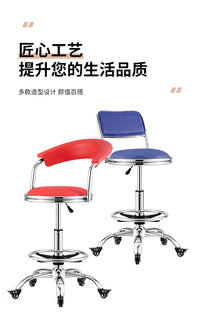 厨房炒菜椅子家用升降吧台椅高脚椅旋转滑轮理发大工凳靠背师傅椅 九格椅 黑色 带脚踏 53-70cm 锁定轮