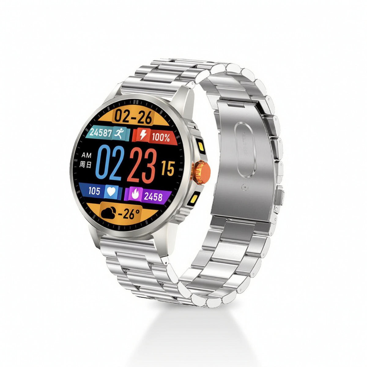 Bluetooth Calling Smartwatch Fitness Smart Watch with Metal Bracelet Smartwatch with Flashlight Outdoor Sporty for Men