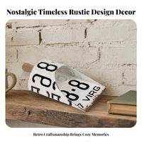 Distressed White Wall-Hanging Shovel Weathered Decorative Shovel Rust-Style Detailing Vintage Tin Sign Wooden Handle