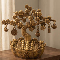 Boat Base Tree Ornament Compact Vintage Gilded Tree Ornament Textured Trunk Table Decor