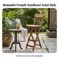 Foldable Folding Stool with Woven rearrest French & design Folding Counter Stool with rearrest Southeast Asian influenced Tall Chair Space-Saving for Cafe Owners, Restaurant Managers, Dessert Shop, Kitchen Island, events, Balcony
