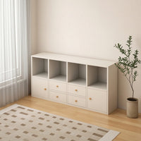 Floor Bookcase with Drawers Pale Storage Cabinet with Doors Multi-Functional Rectangular Bookshelf for Living Room, Bedroom, Reading Corner