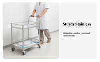Rust-Proof 2-Tier Instrument Trolley Easy to Clean Two-Tier Medical Trolley Heavy-Duty Utility Equipment Locking Casters for Laboratory Technicians, Beauty Professionals, Laboratoryoratory, Workshop, Hospital, Kitchen
