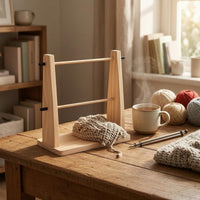 Rotating Yarn Holder Natural Wood Finish Wooden Yarn Holder Needlework Organizer Open-Frame