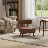 Low Stool Firm-Density Foam Upholstered Short Stool Minimalist Design Wooden Leg Makeup Bench for Living Room