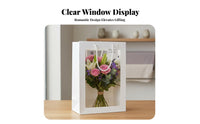 Clear Window Gift Bag Large Capacity Flower Bouquet Bag Comfortable Handles Rectangular Display Tote for Florists, Family Appreciation Day, Birthdays