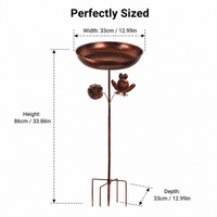Bronze Iron Frog Bird Bath, 86x33cm Cast Iron Rustic Garden Decor, Freestanding Outdoor Bird Bath for Native Birds