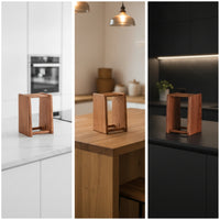Countertop Knife Holder Open-Frame Wooden Cutlery Block Ventilated Organizer for Home Cooks