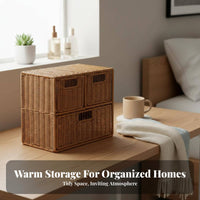 Multi-Drawer Organizer Rattan Weave Design Organizing Box Pull-amethod Drawers