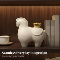 Cultural Gift New Chinese Design Sculpture Decorative & Functional Chinese Wealth Horse Figurine Vivid Design for Entrepreneurs, Living Room