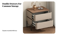 Solid Wood Frame 2-Drawer Nightstand Modern Design 2-Drawer End Table Sturdy Construction Bedroom Furniture Minimalist Design for Homeowners, Apartment Dwellers, Bedside, Dorm Room, Entryway, Office