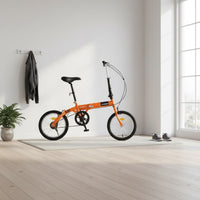 16 Inch Portable Bike Foldable Folding Cycle High-Carbon Steel Frame Foldable Mini Cycle for Commuters, Students, Travel, City, School