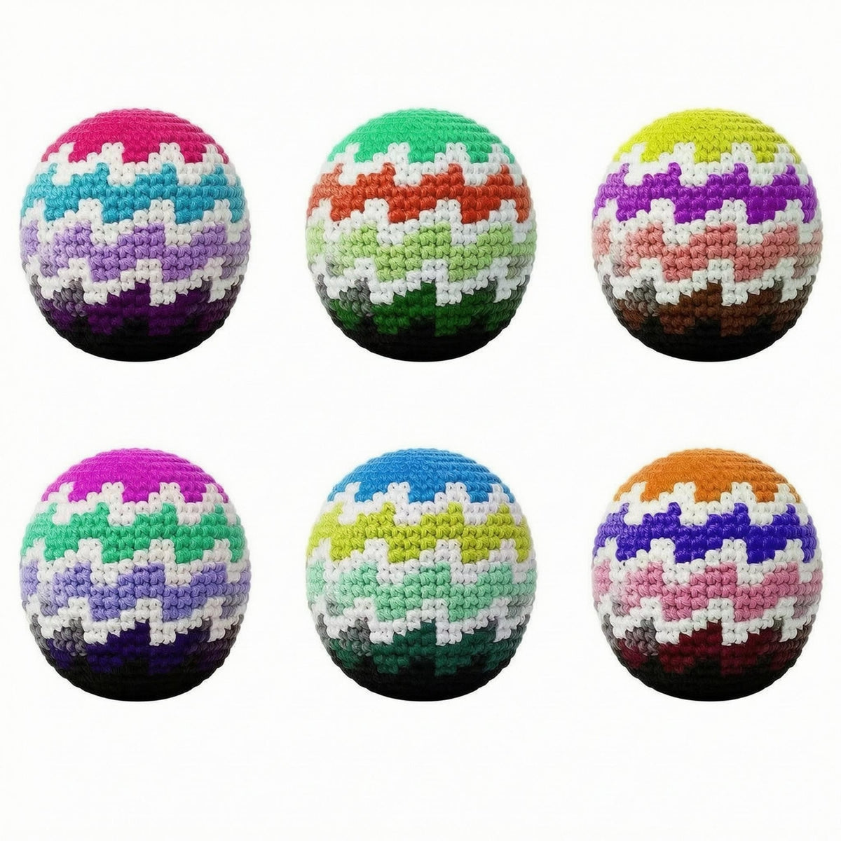 6 Pieces Handmade Spherical Crocheted Sandbag Multicolor Crocheted Sandbag