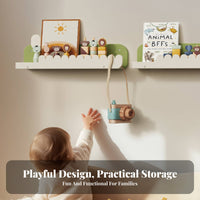 Multi-Functional Scalloped Picture Lborder Space-Saving Scalloped Nursery Lborder Floating Design Wall Shelf Strong & Sturdy for Children, Toddlers, Parents, Bedroom, Study Area, Playroom, Kindergarten