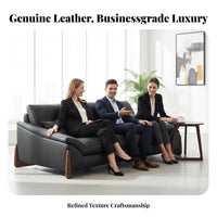 3-Seater Modern Sofa Genuine Leather Upholstery Deep-Seat 3-Person Sofa Minimalist design Lounge Seating for Apartment Dwellers, Families, Waiting Room
