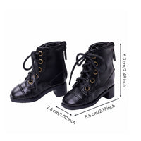 BJD Lace-up Boots PU Material High-Top Doll Shoes Sturdy 1/4 Scale Doll Boots