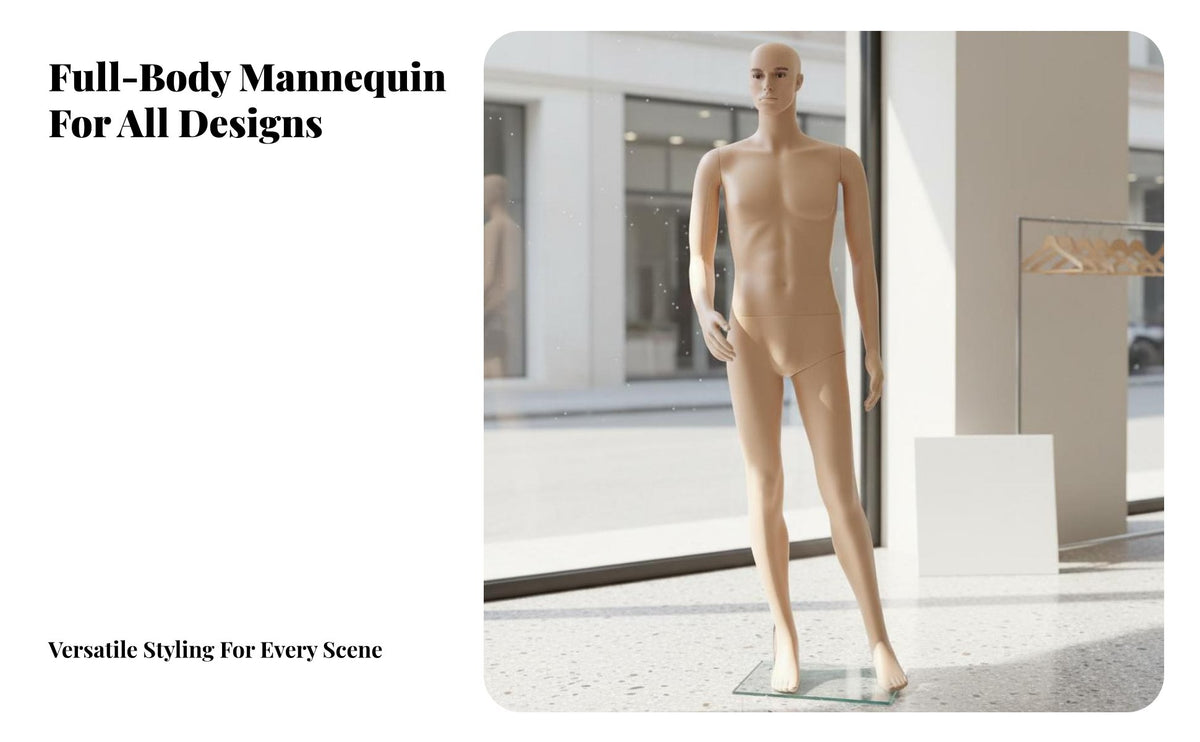 Adjustable Head Full Body Mannequin Easy to Assemble Female Mannequin Stable Glass Base Clothing Display Model Long-Lasting for Boutique Owners, Fashion Designers, Wedding Dress Shops, Boutiques, Exhibitions, Holiday Displays