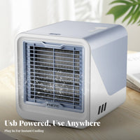 7-Color LED Light Mini Water Cooling Fan Quiet Operation Portable Air Cooler Adjustable Speed for Students, Office Workers, Dorm Room