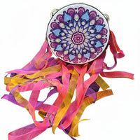 Streamer Frame Drum Tambourine Tassel Long Ribbons Dance Prop Traditional Percussion Instrument Decorative Design Suitable for Dance Recitals Belly Dance Folk Dance