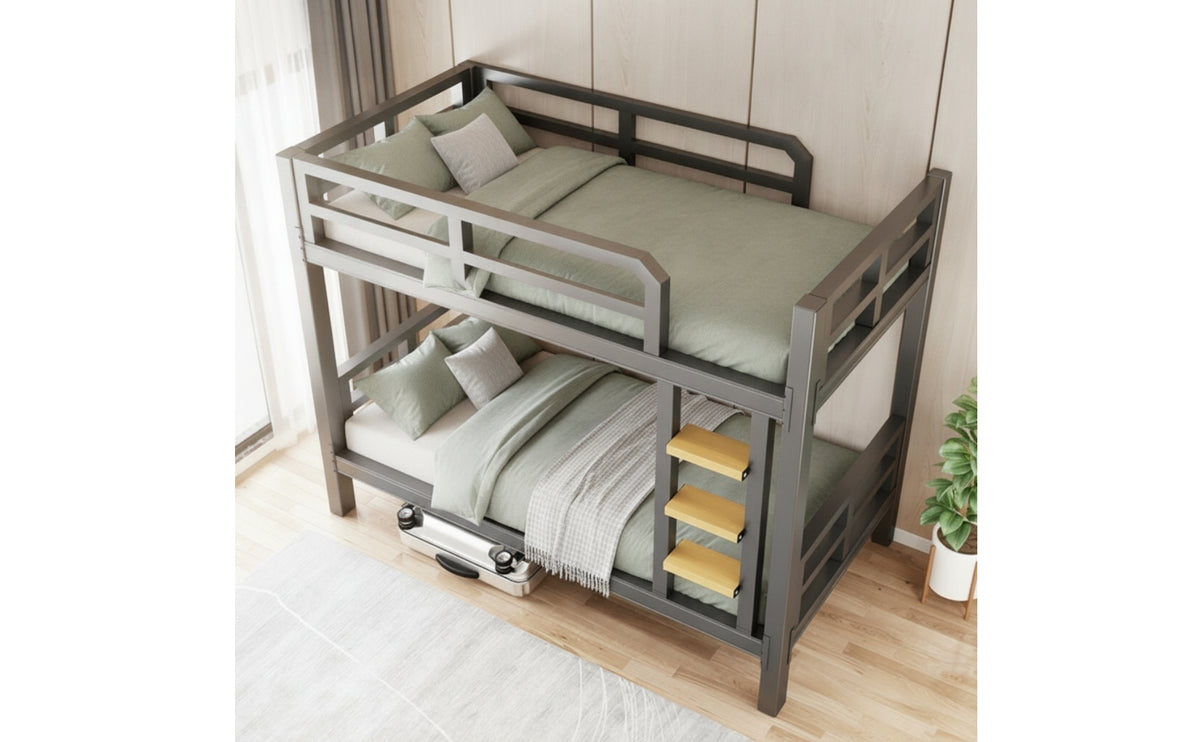 Space-Saving Metal Bunk Bed Modern Bunk Bed Frame Industrial Furniture Noisenoiseless for Students