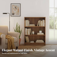 8-Tier Book Rack Walnut Finish Narrow Storage Cabinet Vintage Design Adjustable Shelves for Collectors, Renters, Bedroom