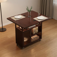 Space-Saving Foldable Coffee Table Solid Wood Sofa Side Cart Versatile Convertible Dining Cart Long-Lasting Construction for Small Areas, Balcony, Home Office
