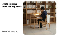Space-Saving Wooden Desk with Drawers Minimalist Design Single-Drawer Wooden Desk Easy Assembly Study Table Ample Legroom for work-from-home Workers, Apartment Dwellers, Professionals, Small compact areas, Dorm Room, Bedroom