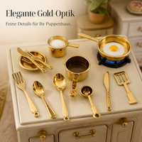 Miniature Dollhouse Kitchen Utensil Set - Spoons, Forks, Pans for DIY Dollhouse Accessories