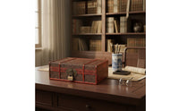 Retro Book Shaped Box Handmade Craftsmanship Antique Keepsake Chest Antique Design Treasure Chest Embossed Pattern for Shelf