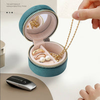 Compact Mini Jewelry Box Travel-Friendly Velvet Jewelry Box Small Organizer Simple for Handbag