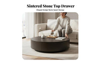 2 Pieces Round Nesting Table Set Light Luxury aesthetic Nesting Drum Tables Sintered Sta Top Household Furniture for Apartment Dwellers, Office, Bedroom