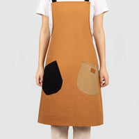Cross-Back Canvas Apron No-Strings Design Gardening Smock Breathable Material Cross Back Apron for Gardeners, Florists, Workshop, Art Studio, Kitchen