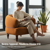 Retro visual appeal Highspine Single Sofa stylish design Upholstered highspine armchair Sturdy Wood Frame Lounge Chair Non-Slip Footpads for Design aficionados, Readers, homeowners, Living Room, Balcony, perusing corner, Bedroom